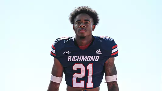 Jabril Hayes during pregame warmup before Richmond's 38-6 win over Delaware State Saturday, Sept. 16 2023.