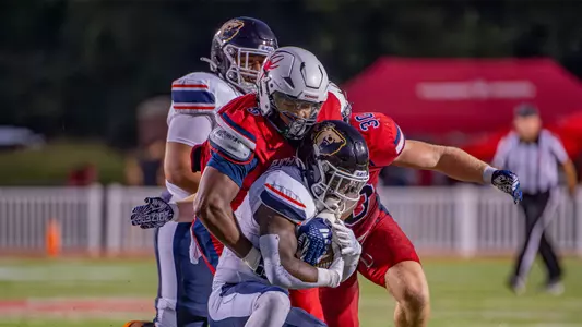 Marlem Louis making a tackle during Richmond's 17-10 loss to Morgan State Sept. 2, 2023