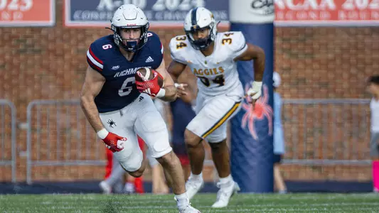 Matt Robbert runs with the footnall during Richmond's 20-17 win over North Carolina A&T on Oct. 5, 2024
