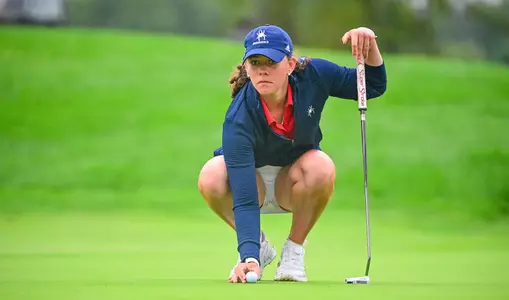 Hannah Lydic lines up her putt on the green