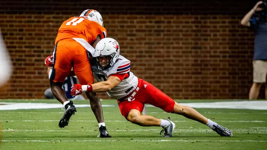 Matthew Traynor makes a stop during Richmond's game at Virginia on August 31, 2024