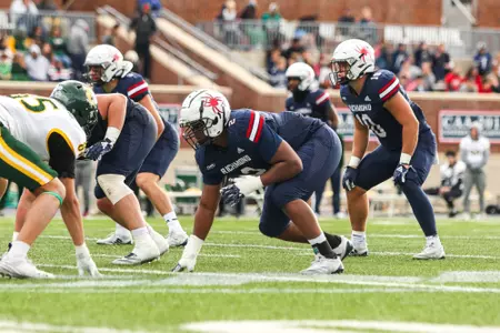 Jeremiah Grant before the ball is snapped against William & Mary on Nov. 23, 2024