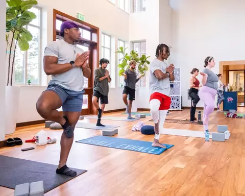 Spider students and student-athletes in a yoga class