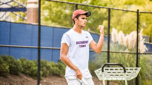 Sebastian Miano celebrating a point during a tennis match