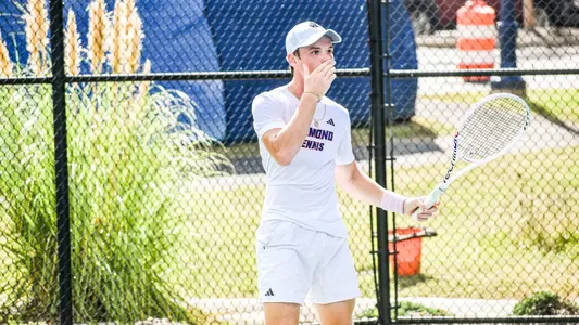 Mark Taranov looking surprised during a tennis match
