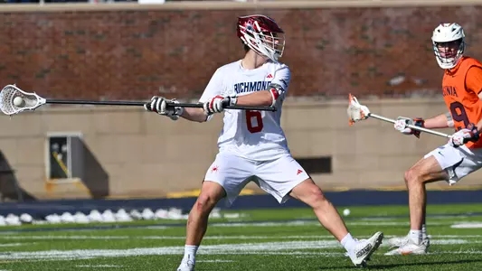 Hunter Smith takes a shot during Richmond's 14-10 loss to #3 Virginia Feb. 17, 2024