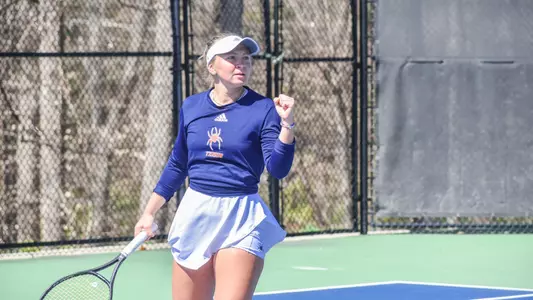 Polina Shitikova celebrating a win vs Davidson