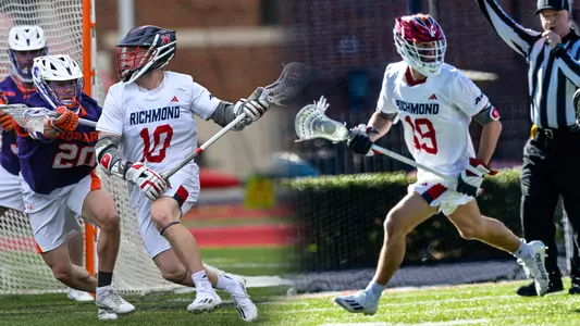Men's lacrosse players Gavin Creo and Jack Pilling