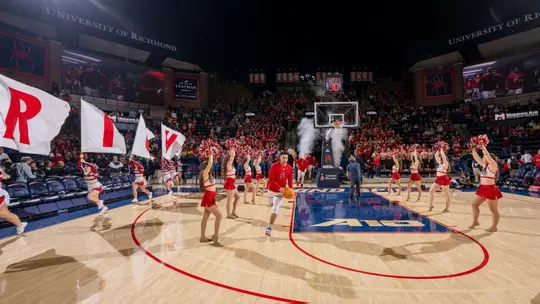 Quentin Southall runs onto the court prior to the Spiders game vs VCU