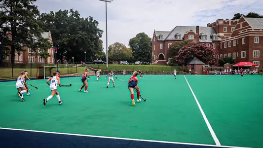 Spider Field Hockey in action in a preseason scrimmage against American