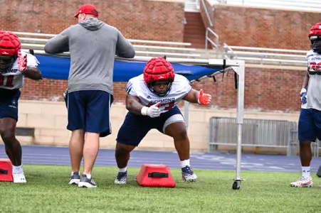 TJ Baldwin during practice on August 5, 2024