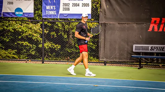 Davis Wiley smiling during tennis practice