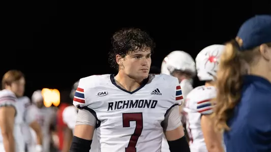 Matthew Traynor on the sideline during Richmond's 38-24 win over Delaware State on Sept. 21, 2024