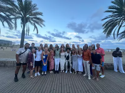 Photo of women's basketball at the farewell dinner in barcelona