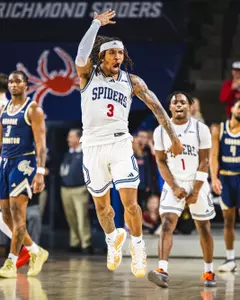 DeLonnie Hunt celebrates Richmond's win vs GW