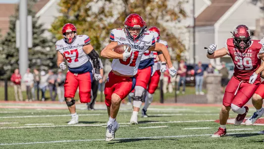 Andreas Hill runs down the field during Richmond's 24-19 win over Colgate on Oct. 11, 2025