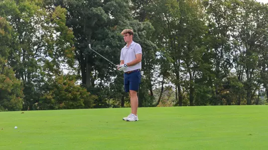 Jack LaPiana lines up his approach shot