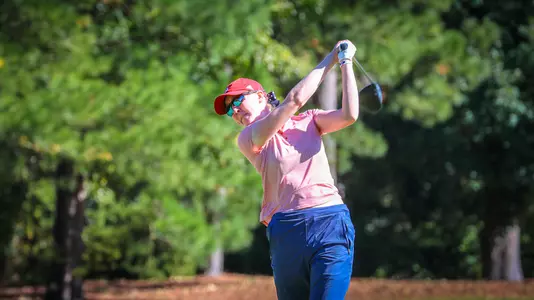 Addie Doroh fires her drive from the tee box