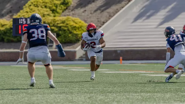 Aziz Foster-Powell carries the ball against Bucknell during Richmond's 28-33 loss on Saturday, Oct. 4, 2025