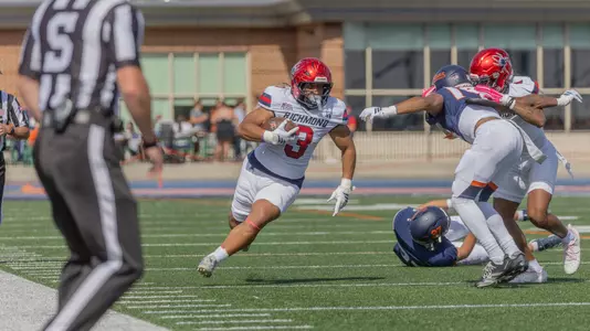 Aziz Foster-Powell carries the ball during Richmond's game at Bucknell on Oct. 4, 2025