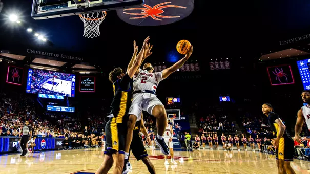 Jaden Daughtry skies for a left-handed layup vs ECU