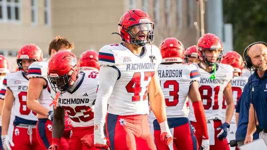 Daniel Sellers celebrates a turnover during Richmond's 31-24 win over Georgetown on Nov. 8, 2025