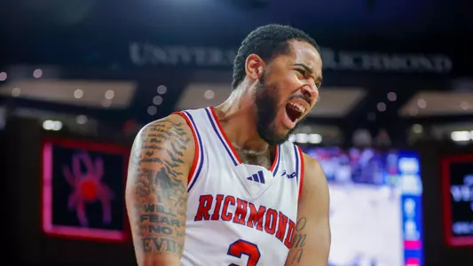 Jaden Daughtry yells after a basket