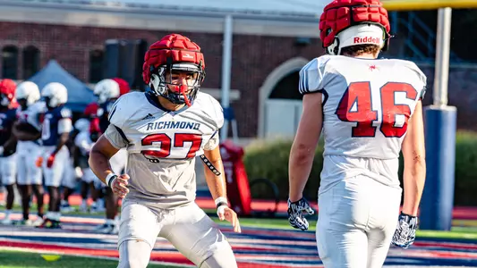 Jordan Allen during a fall football practice at Robins Stadium