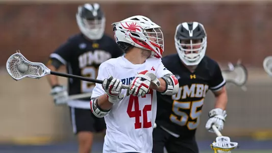 Max Merklinger takes a shot during Richmond's 14-8 win over UMBC on Saturday, March 8