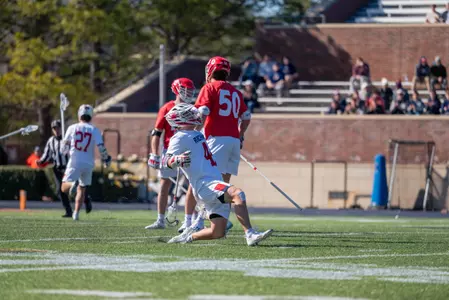 Max Merklinger celebrates a goal against Cornell on March 2, 2025