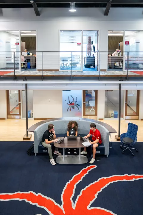 Students studying together in Millhiser