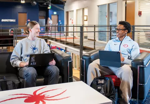 Students studying together in Millhiser