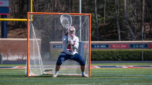 Zach Vigue warms up before Richmond's 23-3 win over Mercyhurst on March 4, 2025