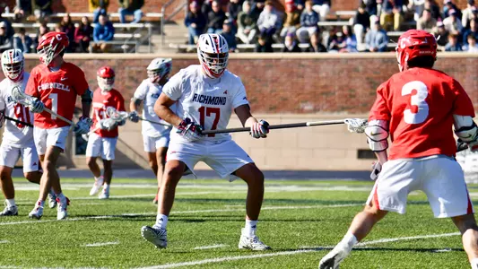 Mitchell Dunham guards a Cornell player