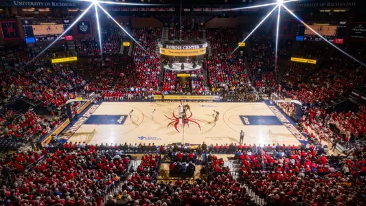 Fans wait for the jump ball between Richmond and VCU men's basketball in the Robins Center