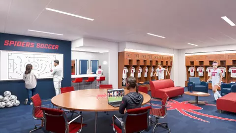 A rendering of the new women's soccer locker room