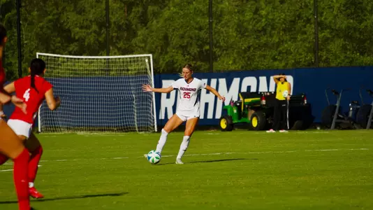 Julia Lishia with the soccer ball