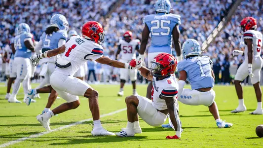 Quanye Veney and Andrew King during Richmond's game at North Carolina on Sept. 13, 2025