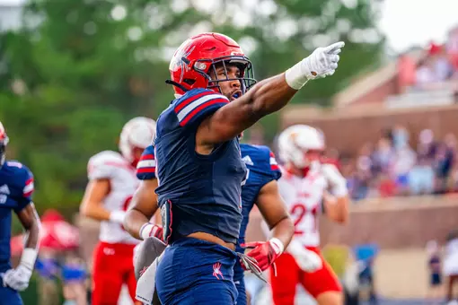 Jamaal Brown signals a first down during Richmond's 38-14 win over VMI on Sept. 20, 2025
