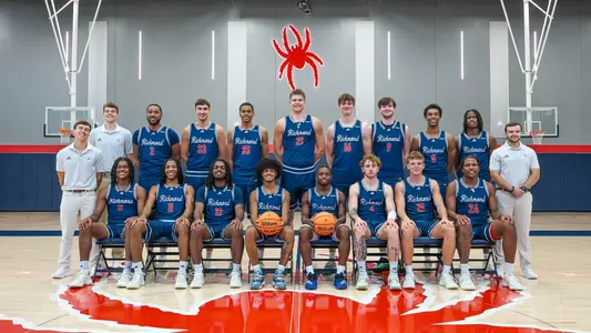 Men's Basketball team picture from the 2025-26 season in Queally Athletics Center