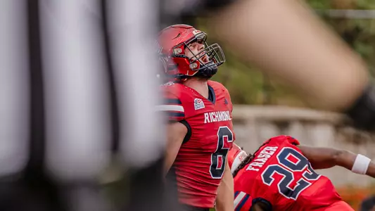 Cam Byrd celebrates a defensive play during Richmond's 13-12 win over Howard on Sept. 27, 2025