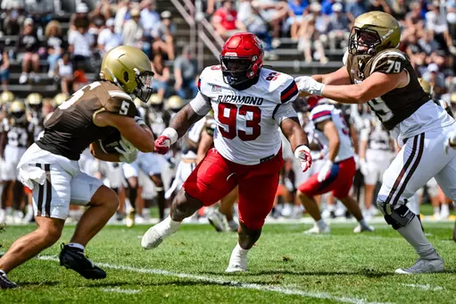 TJ Baldwin goes in for a tackle against Lehigh on Aug. 30, 2025