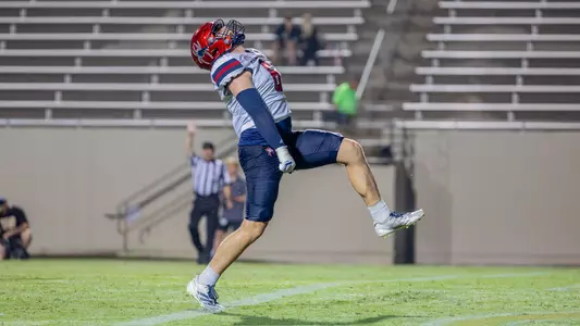 Camden Byrd celebrates a sack against Wofford on Sept. 6, 2025