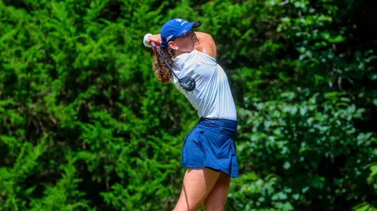 Hannah Lydic holds a full follow-through after a tee shot
