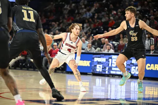 Will Johnston steps back for a jumpshot vs GW