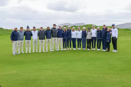 Members of the Richmond golf team pose at Waterville Golf Links in Ireland