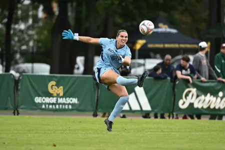 Keeper Veronica Rrapi clears the ball
