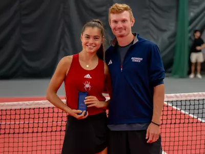 Women's Tennis Sofia Barbulescu and HC Jacob Dunbar at the A10 Masters