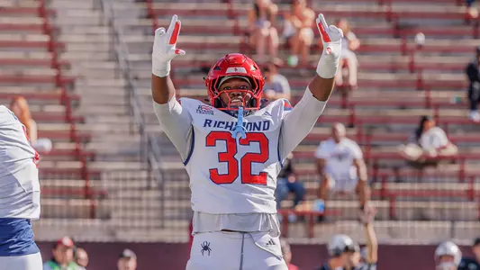 Jamar Hodges celebrates a stop against Lafayette on Oct. 3, 2026