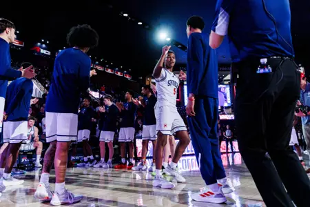Collin Tanner is introduced during starting lineups